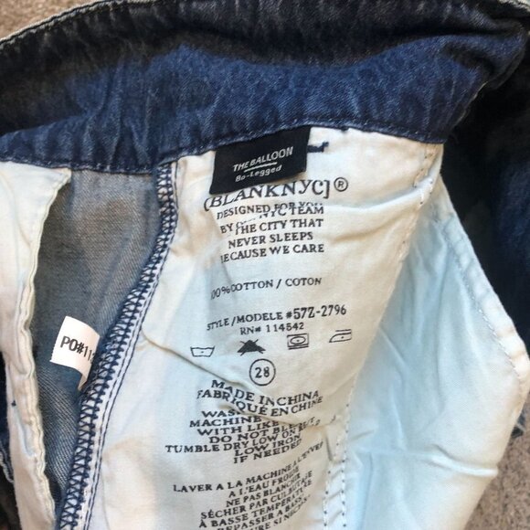 Blanknyc Blank NYC The Balloon Jean Dark Wash Ombre 28" Y2K High Rise Relaxed - Picture 8 of 9